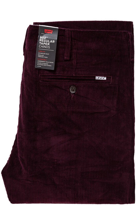 LEVI’S 502 REGULAR TAPER MĘSKIE SPODNIE SZTRUKSOWE SZTRUKS RED 521630010