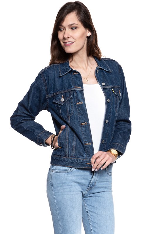 LEVI’S EX-BOYFRIEND TRUCKER DAMSKA KURTKA JEANSOWA JEANS DŻINSOWA PEANUTS 299440069