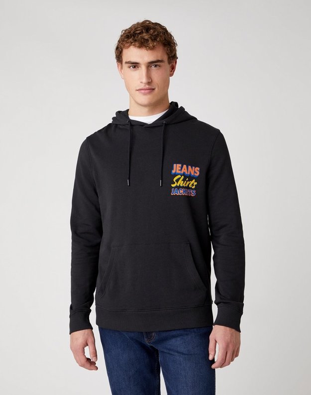 MĘSKA BLUZA  WRANGLER HOODIE FADED BLACK W6E6IOXV6