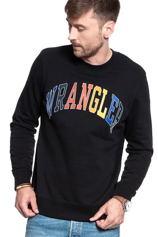 MĘSKA BLUZA WRANGLER LOGO SWEAT BLACK W6B6HY100