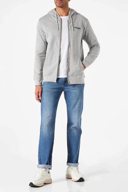 MĘSKA BLUZA WRANGLER ZIP THRU HOODIE MID GREY MEL W6X3HYX37