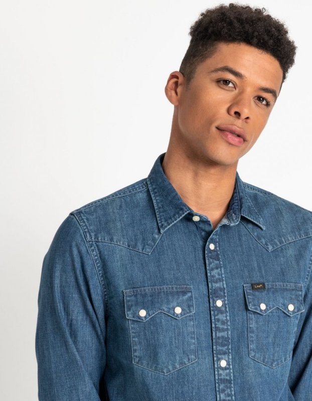 MĘSKA KOSZULA JEANSOWA LEE RIDER SHIRT DIPPED BLUE L851PLLA