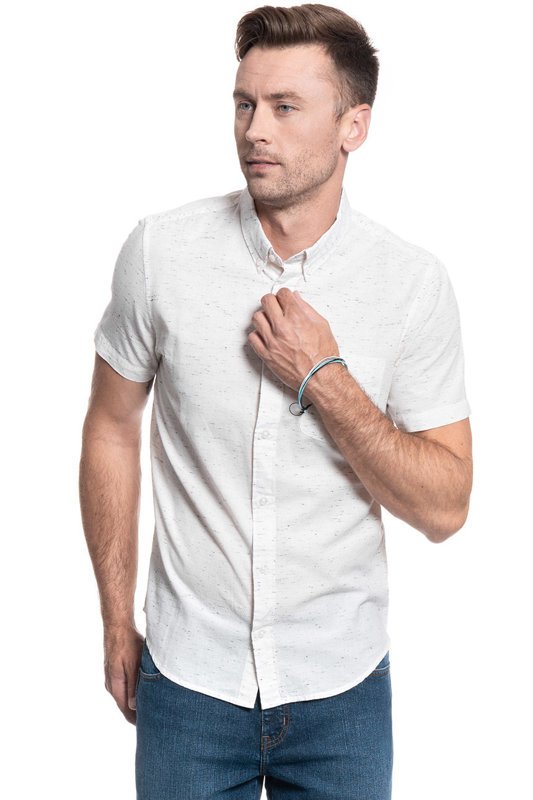 MĘSKA KOSZULA LEE SS BUTTON DOWN REGULAR WHITE CANVAS  L886TLRR