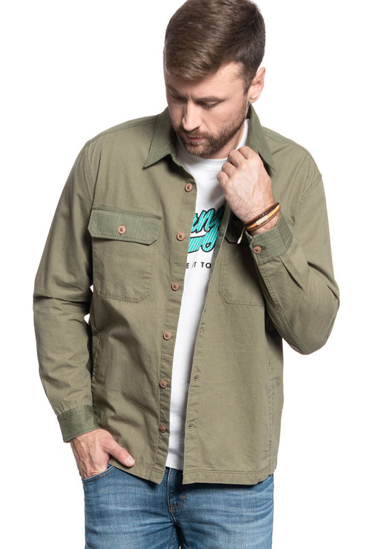 MĘSKA KOSZULA MATERIAŁOWA LEE 2PKT OVERSHIRT RELXED FIT UTILITY GREEN L67MDONG