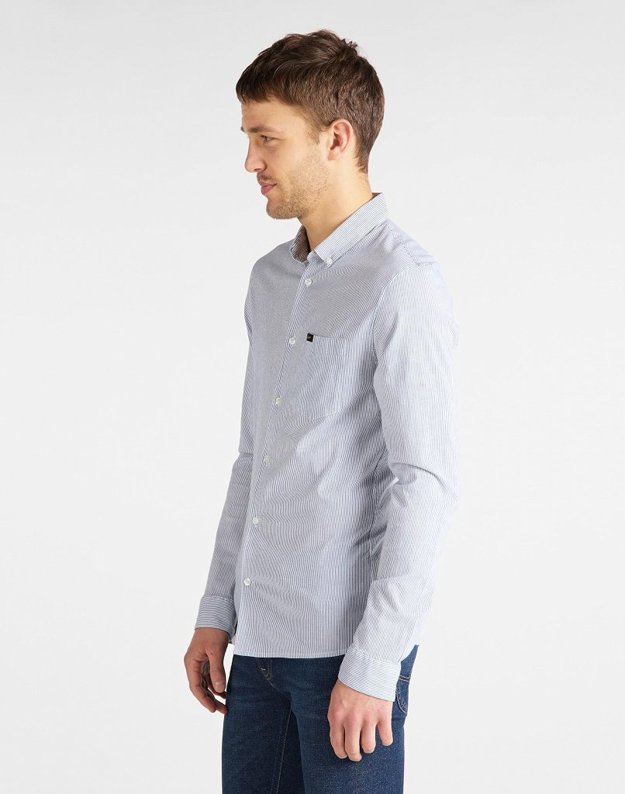 MĘSKA KOSZULA MATERIAŁOWA LEE SLIM BUTTON DOWN WASHED BLUE L66XDELR