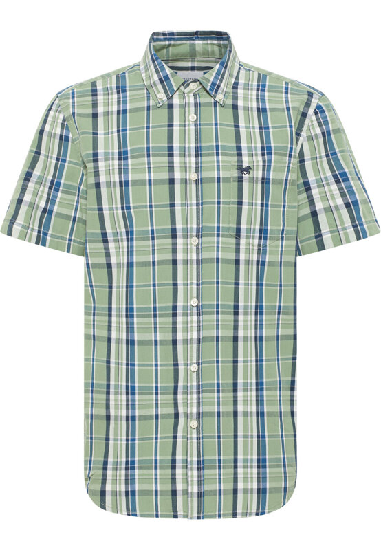 MĘSKA KOSZULA W KRATKĘ MUSTANG Baltimore S/S Check Greenish 1014771 12554