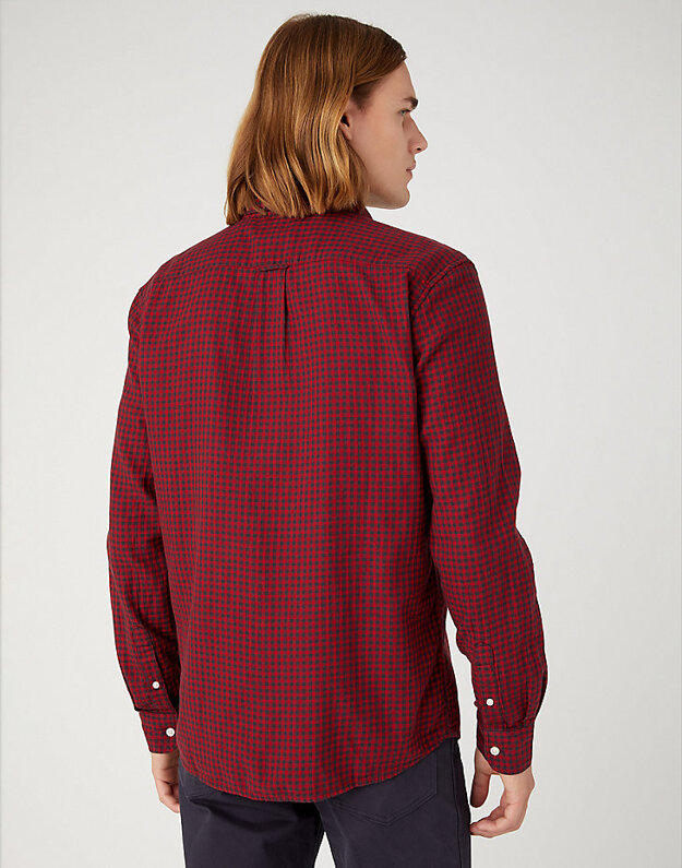 MĘSKA KOSZULA WRANGLER LS 1 PKT BUTTON DOWN RED DAHLIA 112345376