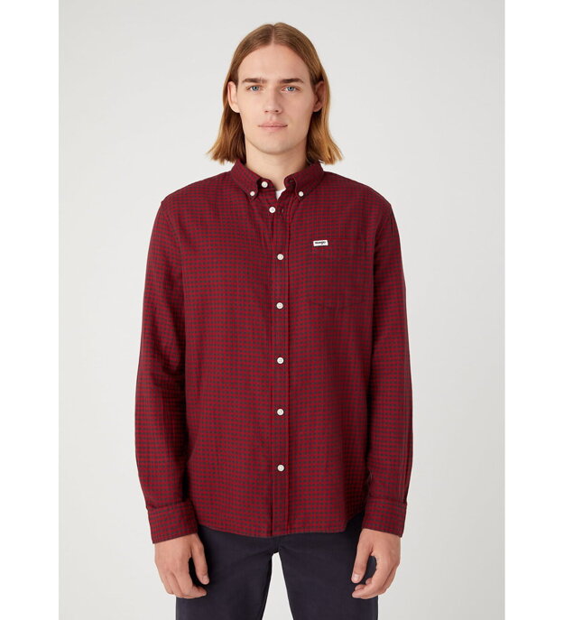 MĘSKA KOSZULA WRANGLER LS 1 PKT BUTTON DOWN RED DAHLIA 112345376