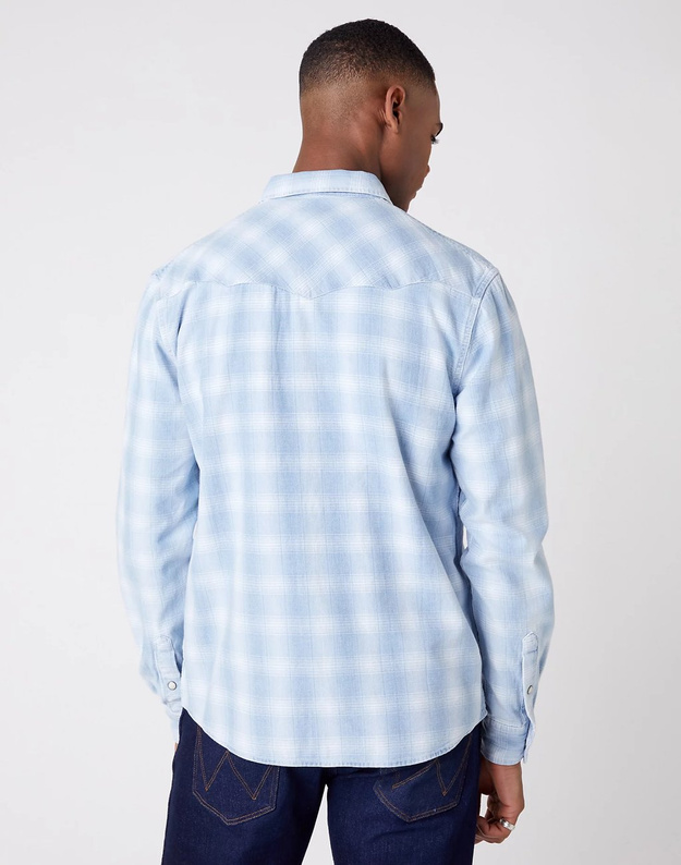 MĘSKA KOSZULA WRANGLER LS WESTERN SHIRT LIGHT INDIGO  W5A02ZX4E