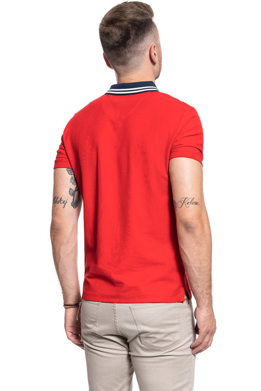 MĘSKA KOSZULKA POLO WRANGLER SS COLOURBLOCK POLO FORMULA RED W7E3KFXWO