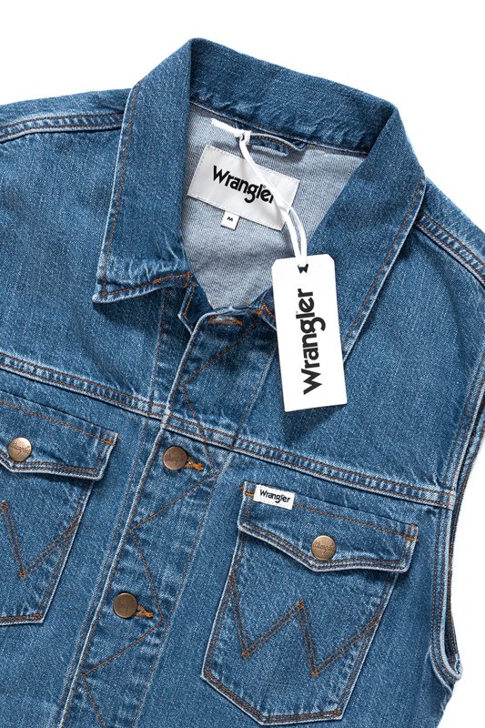 MĘSKI BEZRĘKAWNIK JEANSOWY WRANGLER DENIM VEST  BORA BLUE W447Q318F