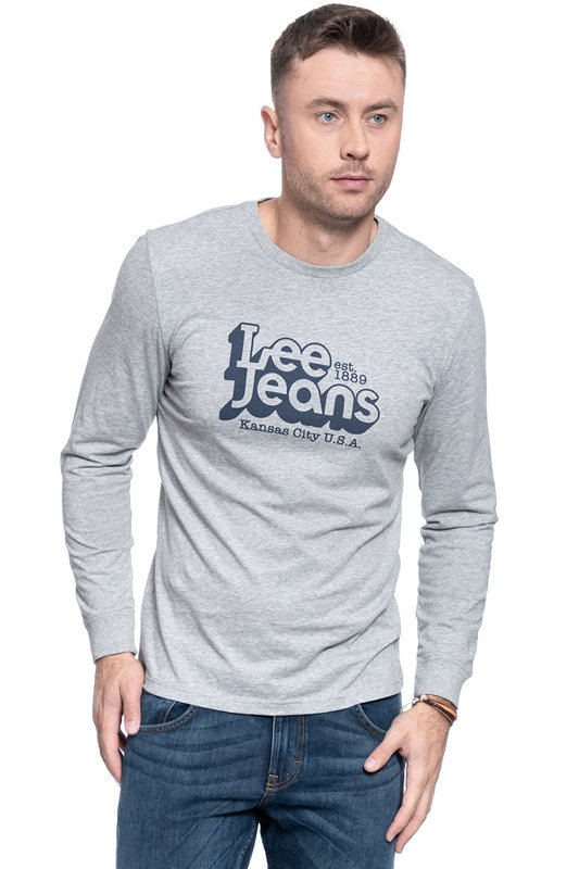 MĘSKI LONGSLEEVE LEE SEASONAL 70S LOGO GREY MELE L62OFQ37