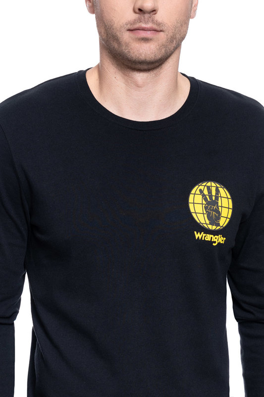 MĘSKI LONGSLEEVE WRANGLER LS WRANGLER TEE BLACK W7E2D0100