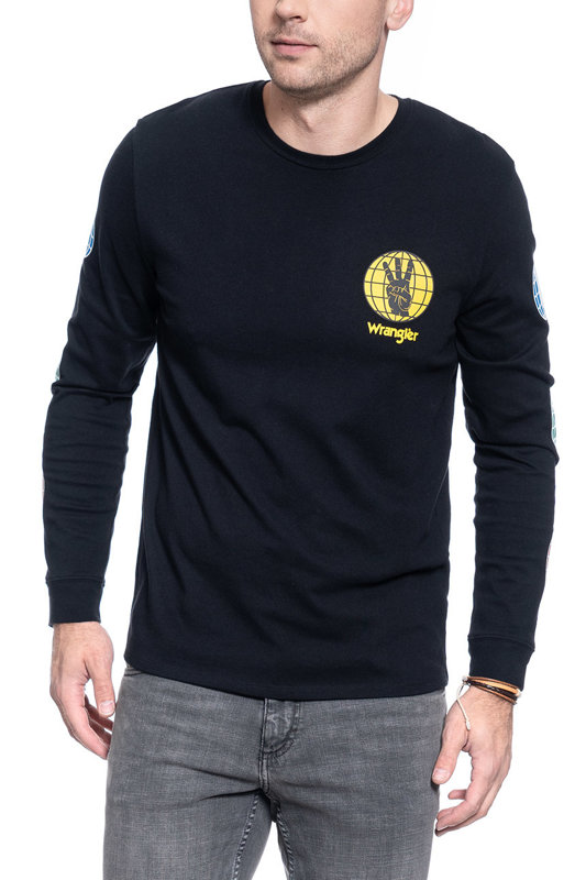 MĘSKI LONGSLEEVE WRANGLER LS WRANGLER TEE BLACK W7E2D0100