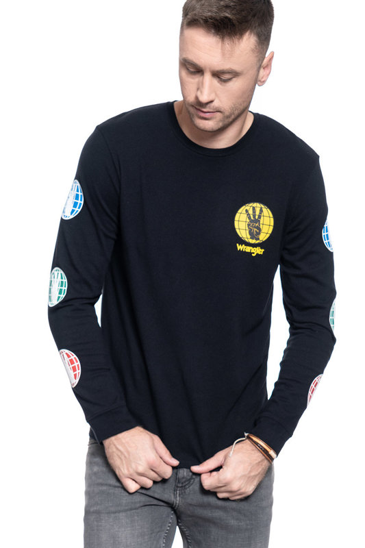 MĘSKI LONGSLEEVE WRANGLER LS WRANGLER TEE BLACK W7E2D0100