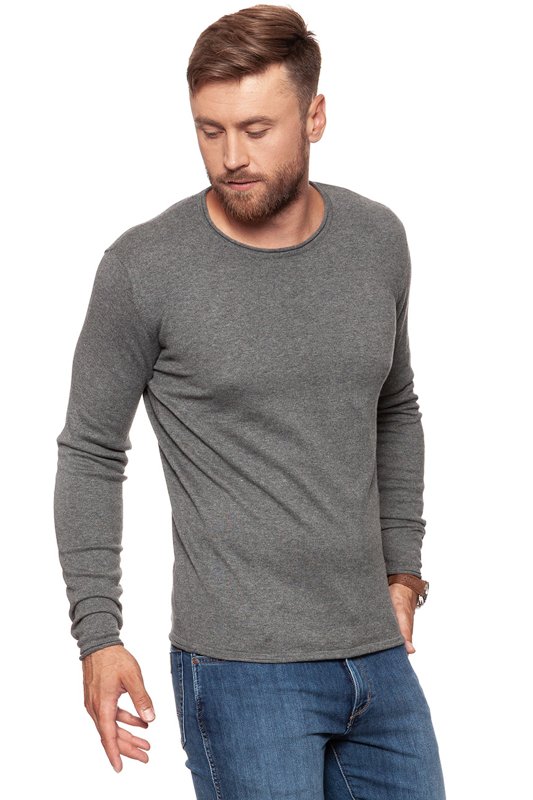 MĘSKI SWETER WRANGLER ROLL EDGE CREW GREY MARL W8624RGVB