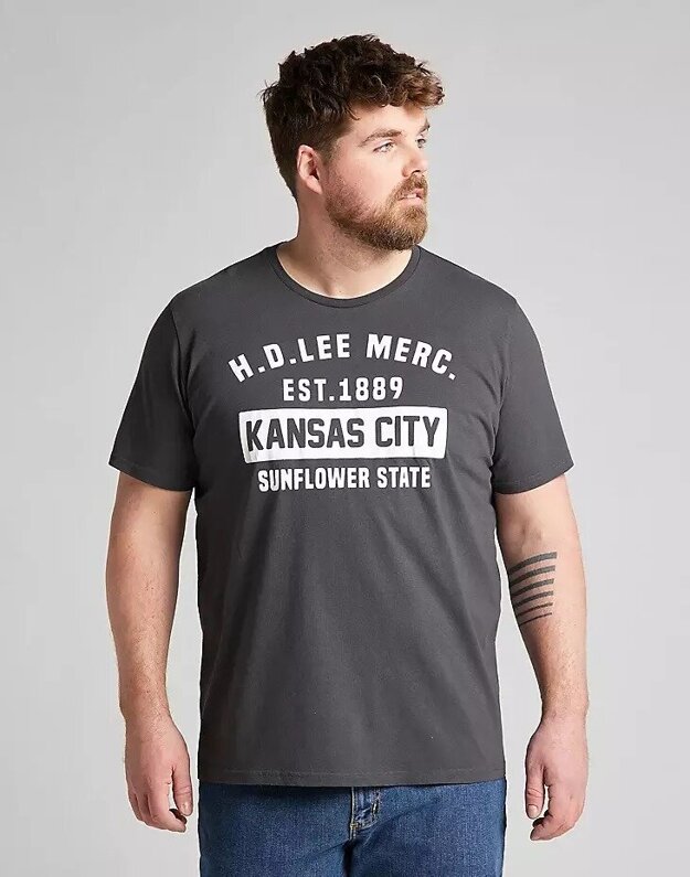 MĘSKI T-SHIRT LEE SS KANSAS CITY TEE WASHED BLACK L60TFEON