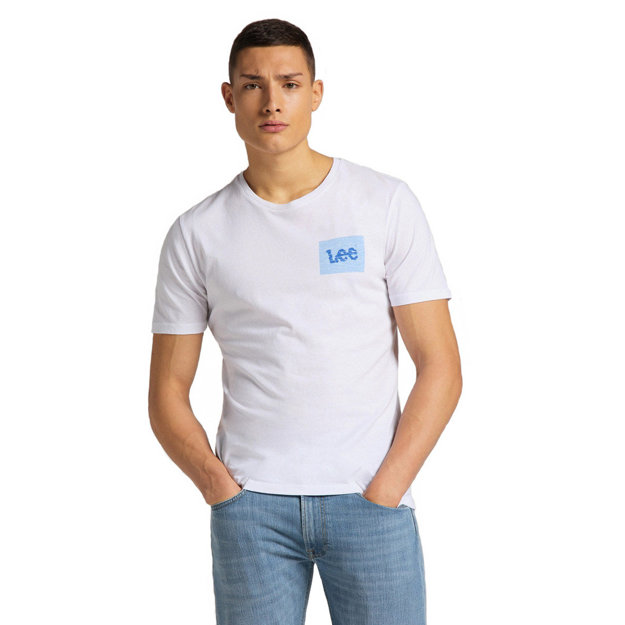 MĘSKI T-SHIRT LEE SS SUMMER LOGO BRIGHT WHITE L63LFELJ