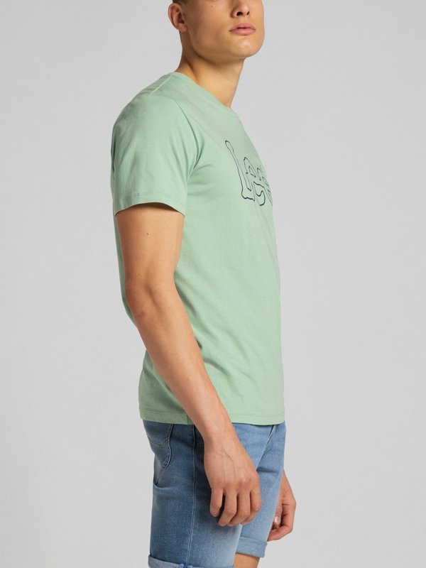 MĘSKI T-SHIRT LEE WOBBLY LOGO TEE GRANITE GREEN L65QAIQN