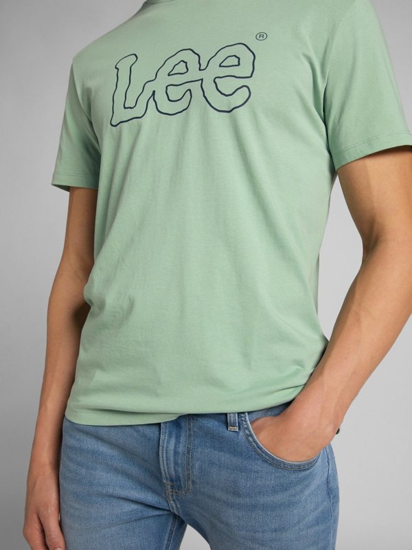 MĘSKI T-SHIRT LEE WOBBLY LOGO TEE GRANITE GREEN L65QAIQN