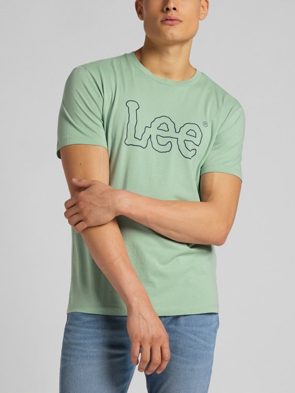 MĘSKI T-SHIRT LEE WOBBLY LOGO TEE GRANITE GREEN L65QAIQN