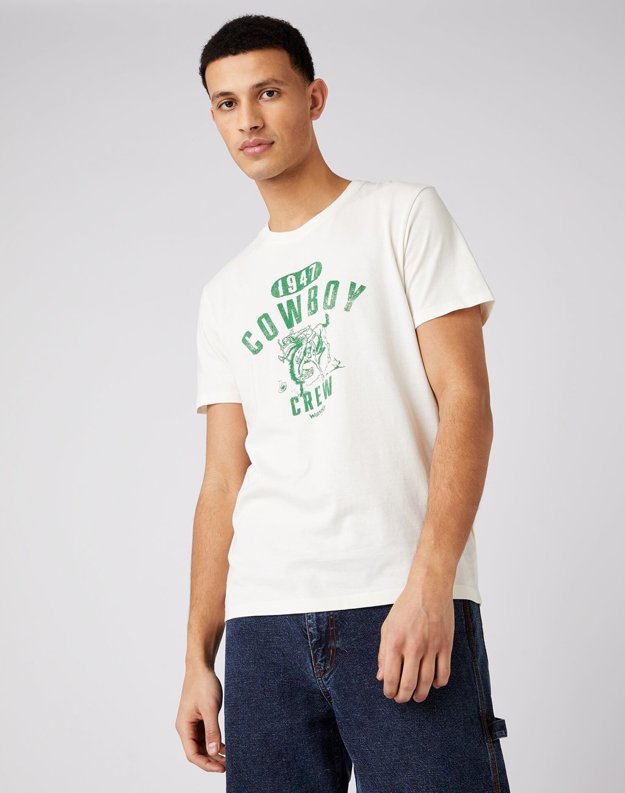 MĘSKI T-SHIRT WRANGLER COLLEGIATE TEE OFF WHITE W7K2D3737