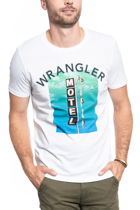 MĘSKI T-SHIRT WRANGLER SS GOOD TIMES TEE WHITE W7F8FK989