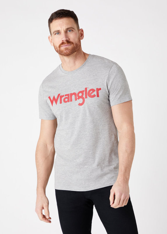 MĘSKI T-SHIRT WRANGLER SS LOGO TEE MID GREY W7M0D3XTT