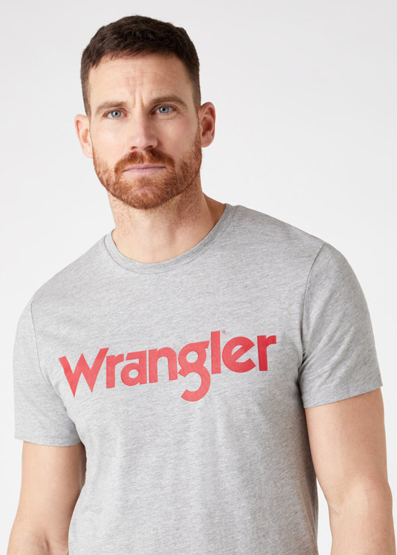 MĘSKI T-SHIRT WRANGLER SS LOGO TEE MID GREY W7M0D3XTT