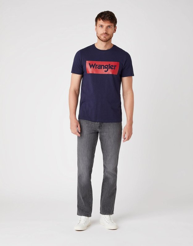 MĘSKI T-SHIRT WRANGLER SS LOGO TEE NAVY W742FK114