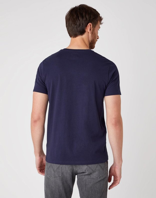 MĘSKI T-SHIRT WRANGLER SS LOGO TEE NAVY W742FK114