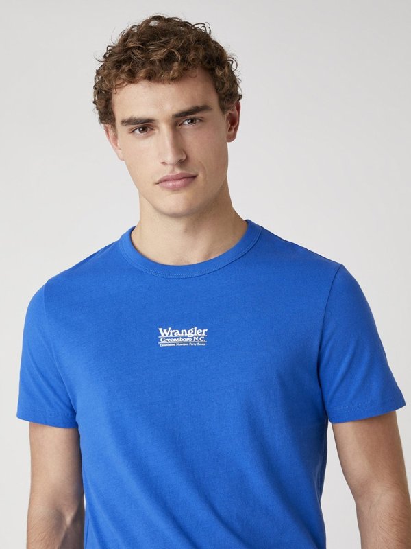 MĘSKI T-SHIRT WRANGLER SS SEAS LOGO TEE WRANGLER BLUE W7AKGFX05