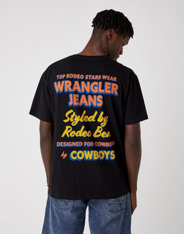 MĘSKI T-SHIRT WRANGLER SS TEXT TEE BLACK W7AZGF100