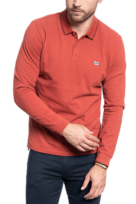 MĘSKIE POLO LEE LS PIQUE POLO RED OCHRE L61VRLOE