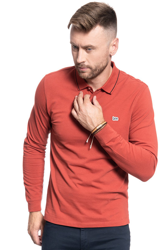 MĘSKIE POLO LEE LS PIQUE POLO RED OCHRE L61VRLOE