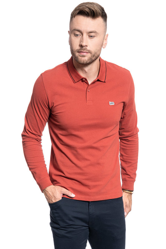 MĘSKIE POLO LEE LS PIQUE POLO RED OCHRE L61VRLOE