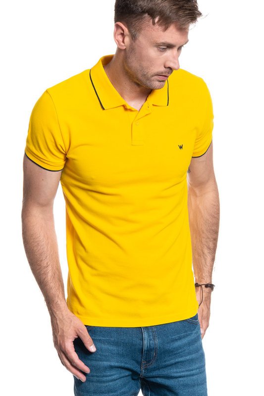 MĘSKIE POLO WRANGLER SS PIQUE POLO LEMON CHROME W7D5K4Y07