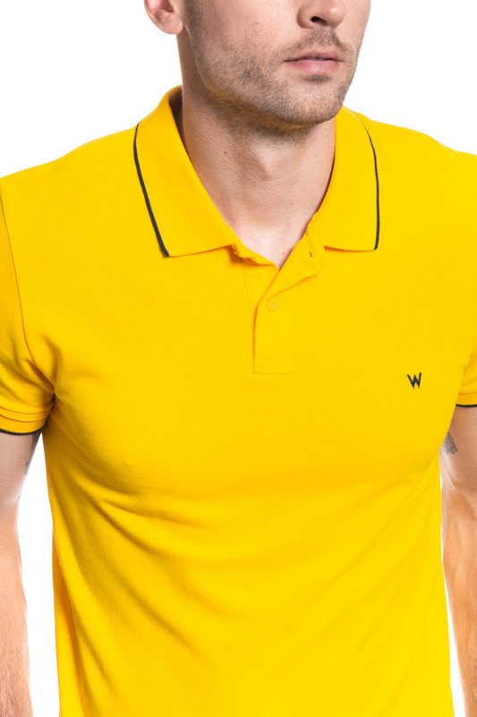 MĘSKIE POLO WRANGLER SS PIQUE POLO LEMON CHROME W7D5K4Y07