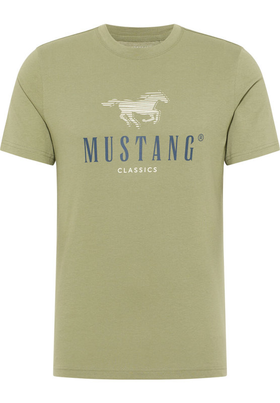 MUSTANG ALEX C PRINT MĘSKI T-SHIRT KOSZULKA LOGO NADRUK OIL GREEN 1013808 6273