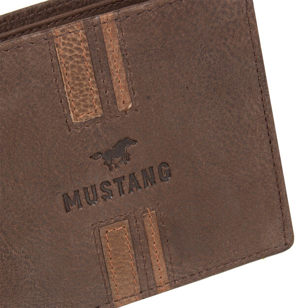 MUSTANG ASTI WALLET MĘSKI SKÓRZANY PORTFEL POJEMNY NA KARTY SKÓRA DARK BROWN 06.101076