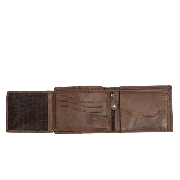 MUSTANG ASTI WALLET MĘSKI SKÓRZANY PORTFEL POJEMNY NA KARTY SKÓRA DARK BROWN 06.101076