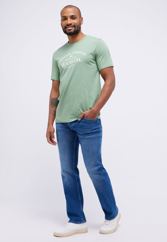 MUSTANG AUSTIN MĘSKI T-SHIRT KOSZULKA NADRUK HEDGE GREEN 1014942 6336