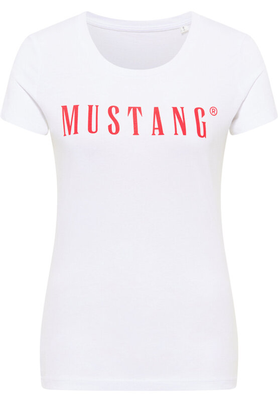 MUSTANG Alina C Logo Tee Damski T-shirt Koszulka General White 1013222 20451