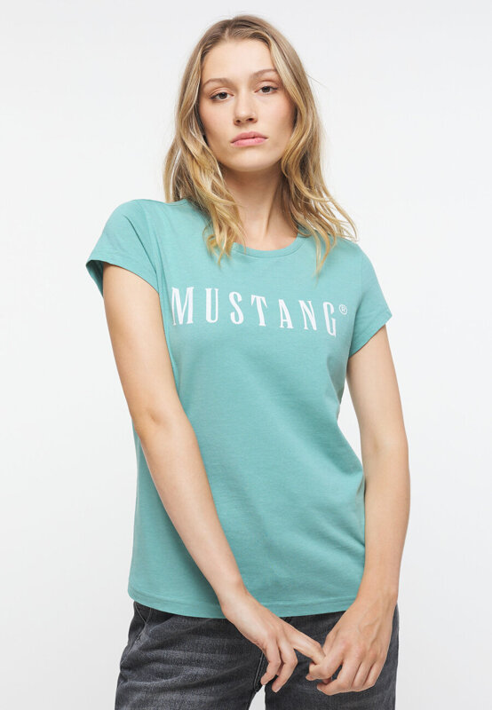 MUSTANG Alina C Logo Tee Damski T-shirt Mineral Blue 1013222 6236