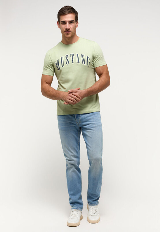 MUSTANG Austin Męski T-shirt Koszulka Logo Nadruk Swamp 1014927 6190