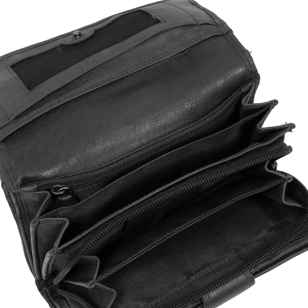 MUSTANG Brasilia Wallet Flap Opening Medium UNIWERSALNY SKÓRZANY PORTFEL PREMIUM POJEMNY NA KARTY SKÓRA BLACK 06.106200