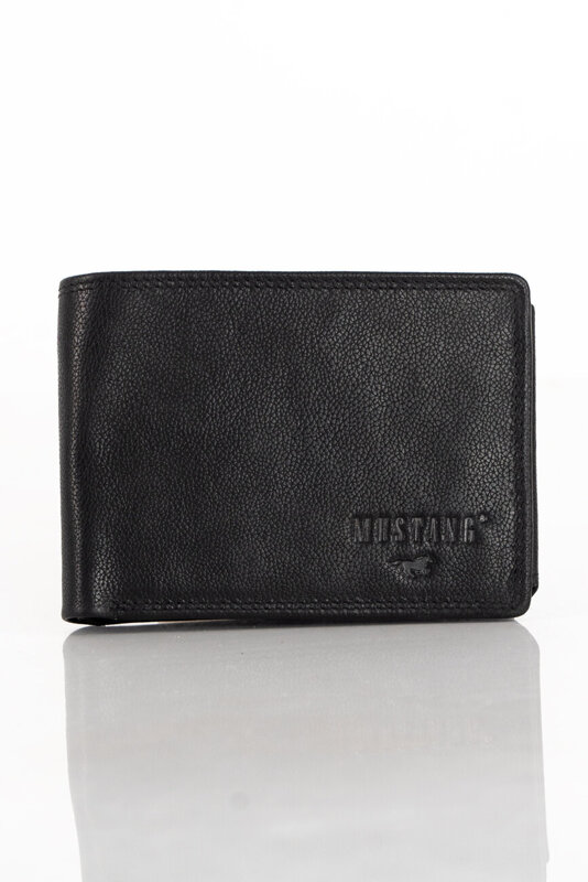 MUSTANG DENIMO WALLET MĘSKI PORTFEL SKÓRZANY POJEMNY KARTY BLACK