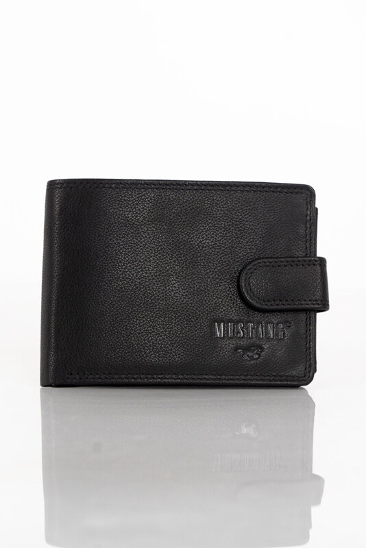 MUSTANG DENIMO WALLET MĘSKI PORTFEL SKÓRZANY POJEMNY NA KARTY PREMIUM BLACK RFID