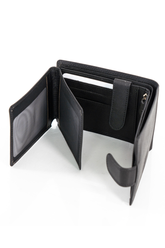 MUSTANG DENIMO WALLET MĘSKI PORTFEL SKÓRZANY POJEMNY NA KARTY PREMIUM BLACK RFID