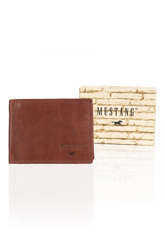 MUSTANG Denimo High Wallet Side Opening With Button SKÓRZANY PORTFEL POJEMNY NA KARTY PREMIUM 